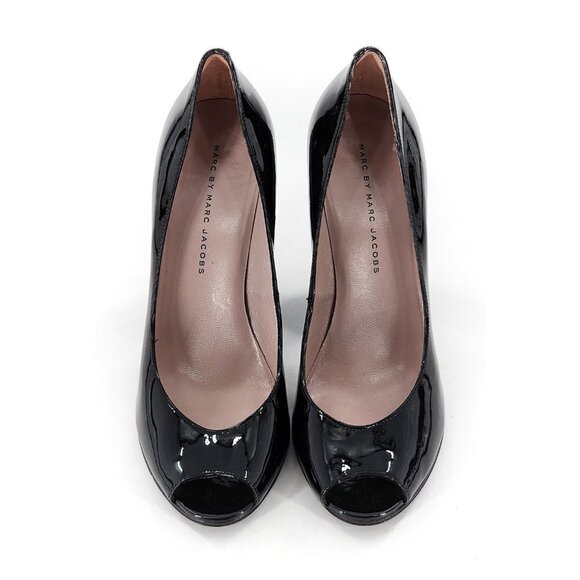 MARC by MARC JACOBS Black Patent Leather Peep Toe Pumps - Picture 3 of 9